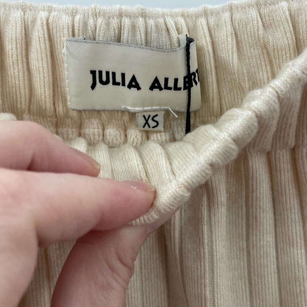 Julia Allert Rib Knit Suit Asymmetric Blouse & Basic Skirt Beige XS - Picture 13 of 16